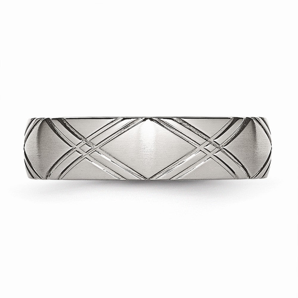 Criss-Cross Wedding Band in Stainless Steel, 6mm