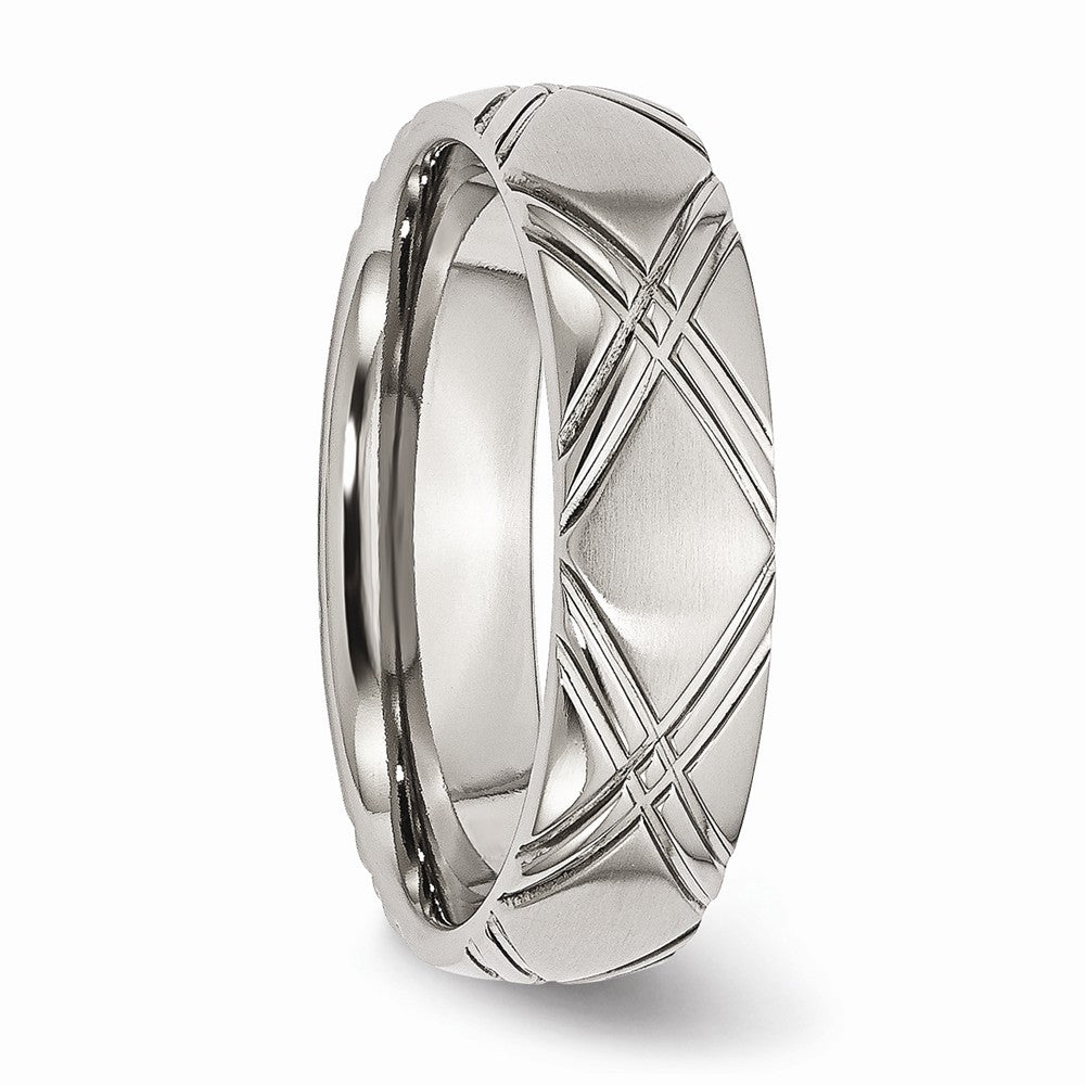 Criss-Cross Wedding Band in Stainless Steel, 6mm