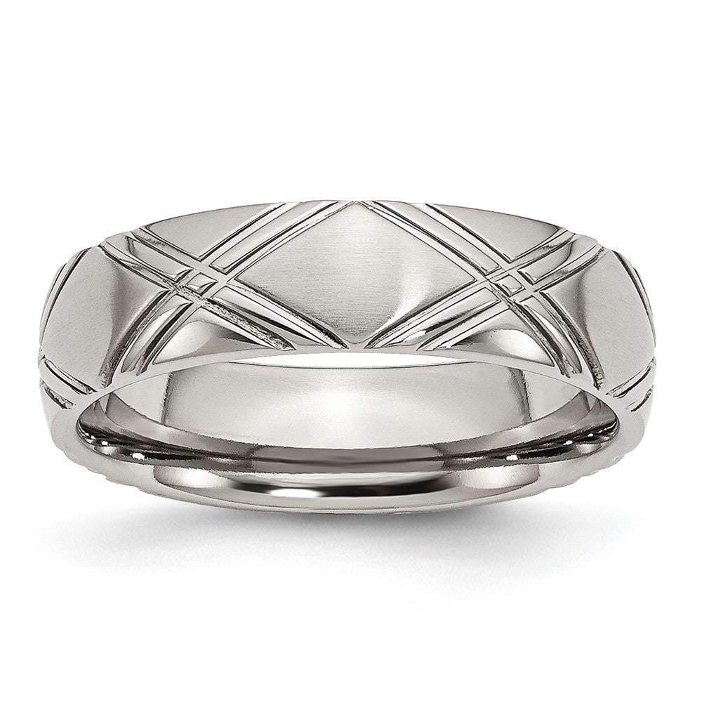 Criss-Cross Wedding Band in Stainless Steel, 6mm