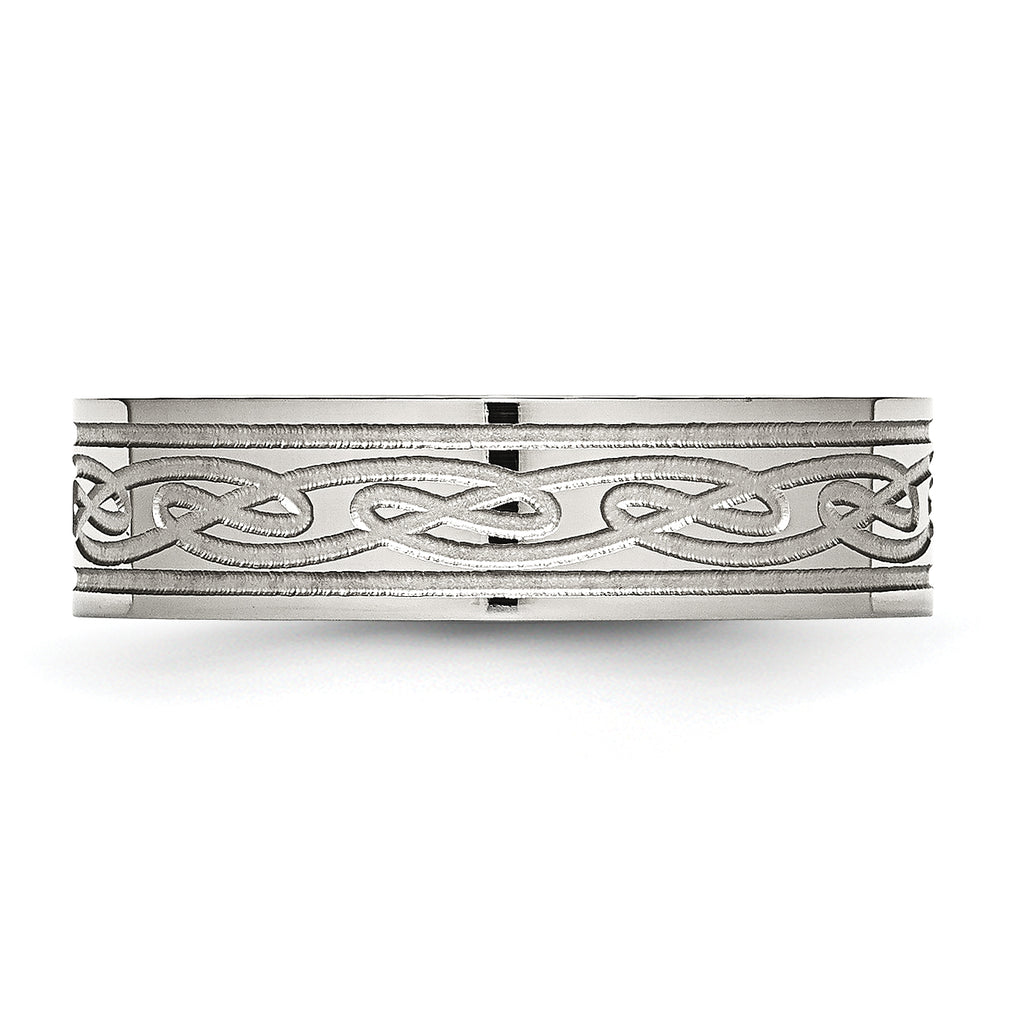 Celtic Laser-Etched Wedding Band in Stainless Steel, 6mm