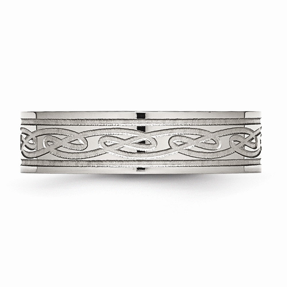 Celtic Laser-Etched Wedding Band in Stainless Steel, 6mm