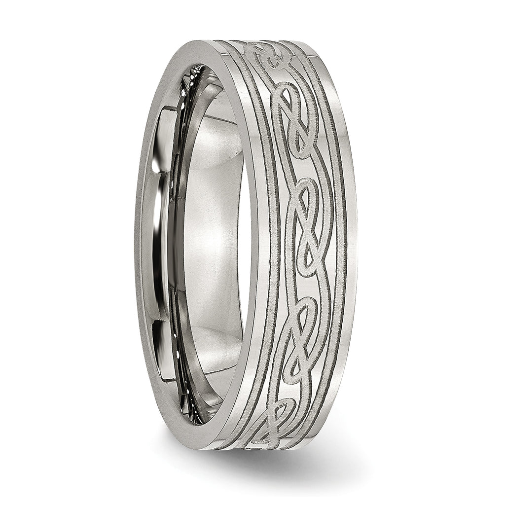 Celtic Laser-Etched Wedding Band in Stainless Steel, 6mm