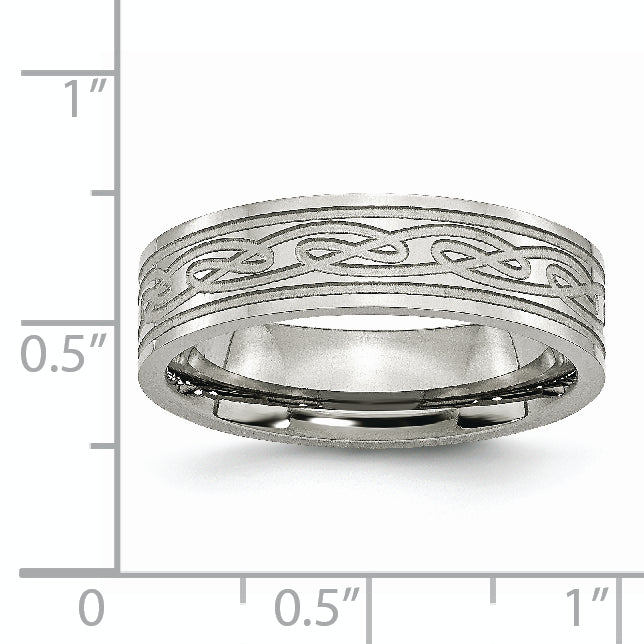 Celtic Laser-Etched Wedding Band in Stainless Steel, 6mm