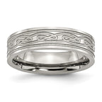 Celtic Laser-Etched Wedding Band in Stainless Steel, 6mm