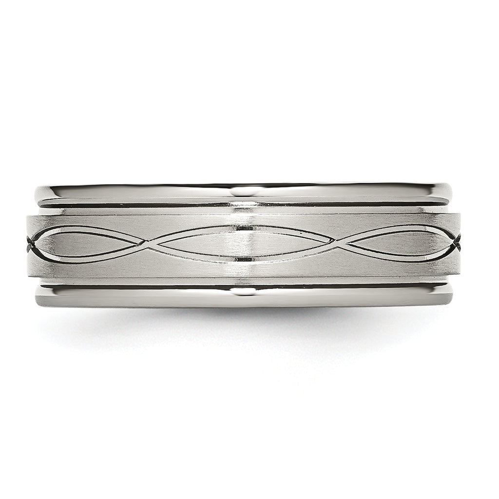 Criss-Cross Wedding Band in Stainless Steel, 7mm