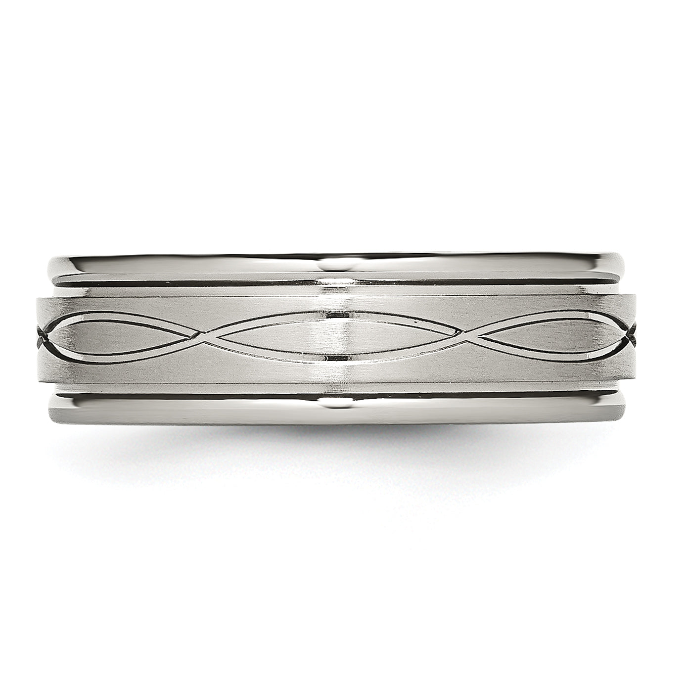 Criss-Cross Wedding Band in Stainless Steel, 7mm