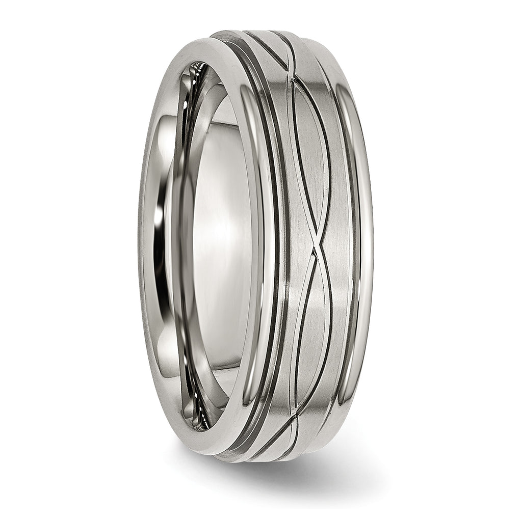Criss-Cross Wedding Band in Stainless Steel, 7mm