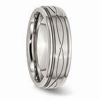 Sophia Jewelers Stainless Steel Engravable Wedding Band with Criss-Cross Design