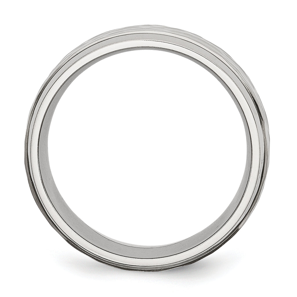 Beveled Edge Comfort-Fit Wedding Band in Stainless Steel, 8mm
