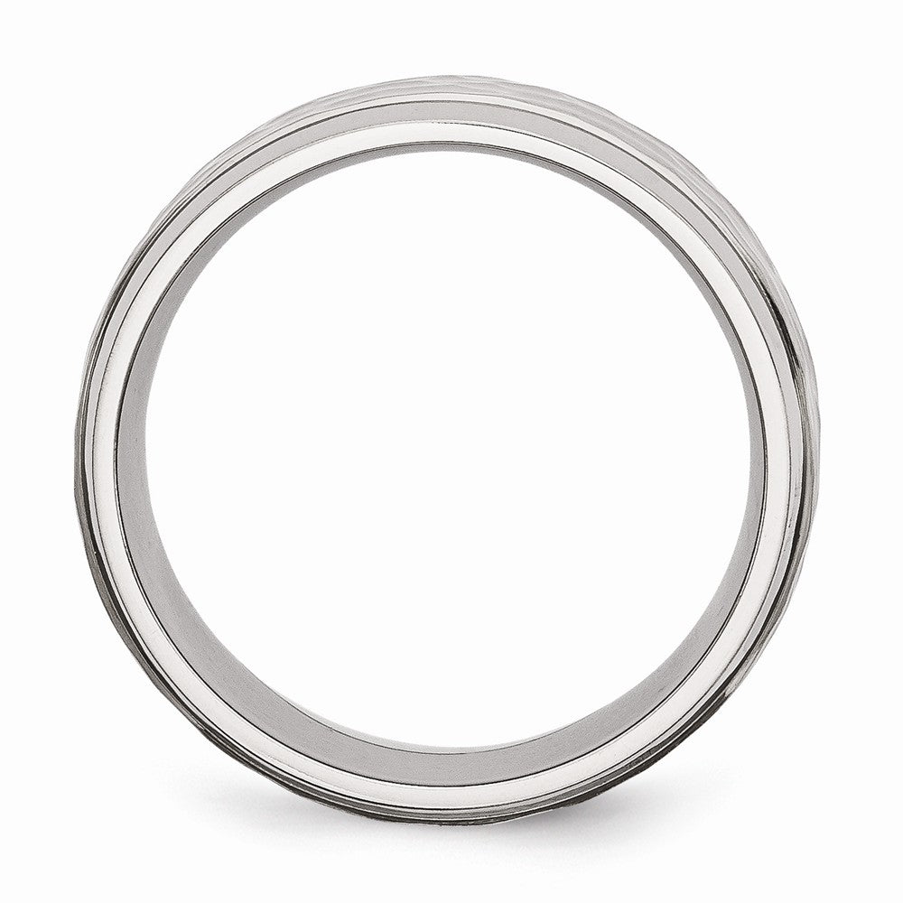 Sophia Jewelers Stainless Steel Wedding Band with Engravable Hammered Polished Finish - 8