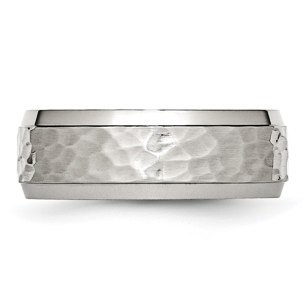 Beveled Edge Comfort-Fit Wedding Band in Stainless Steel, 8mm