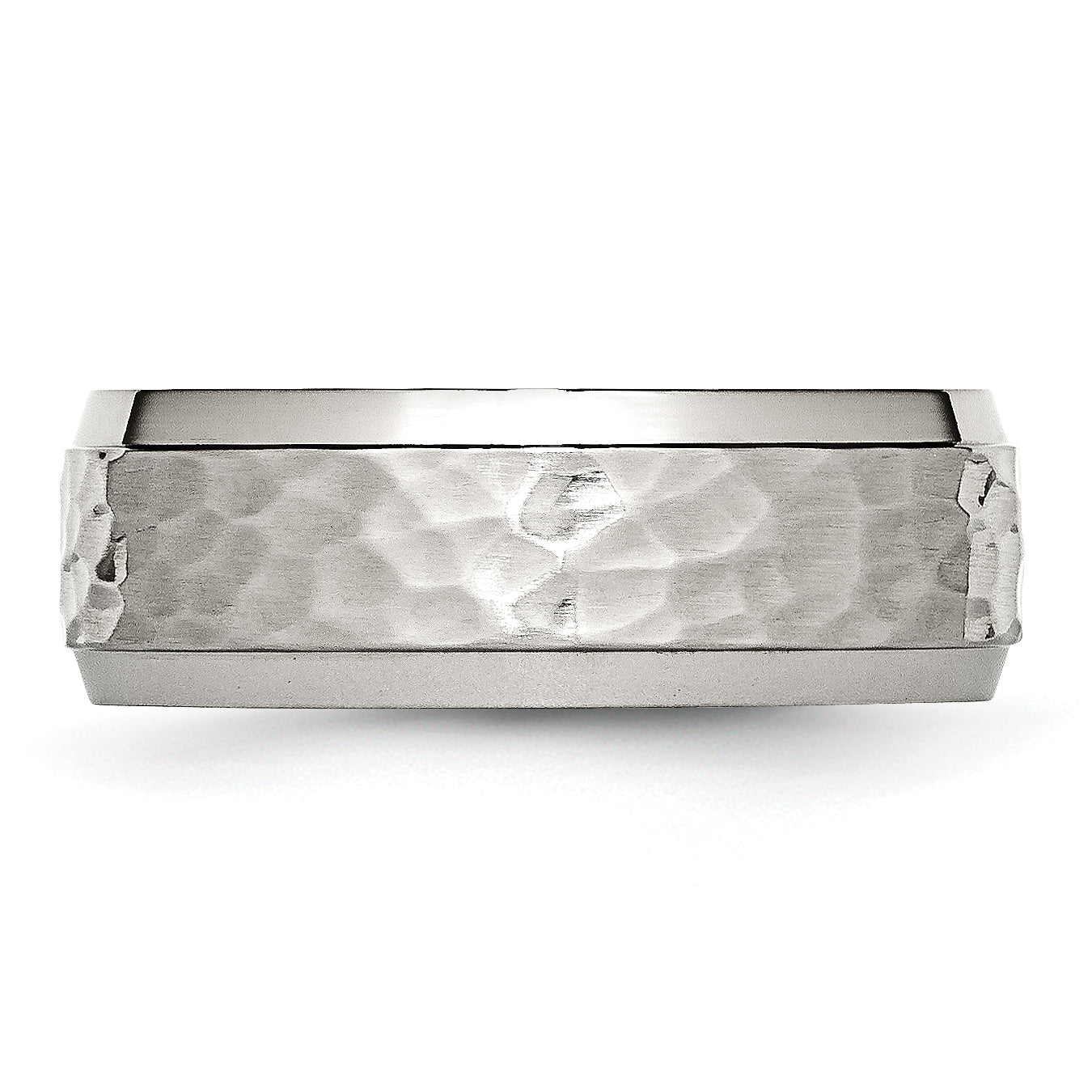 Beveled Edge Comfort-Fit Wedding Band in Stainless Steel, 8mm