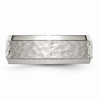 Beveled Edge Comfort-Fit Wedding Band in Stainless Steel, 8mm