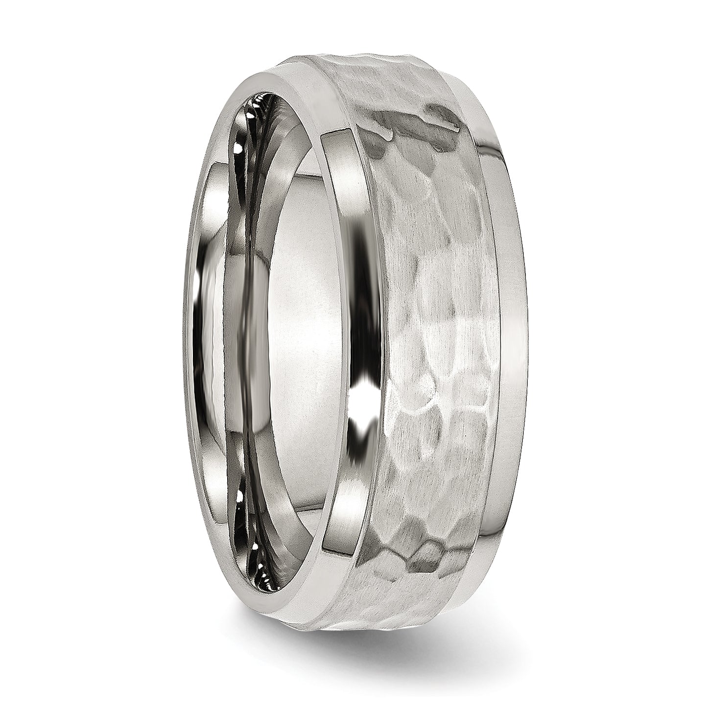 Beveled Edge Comfort-Fit Wedding Band in Stainless Steel, 8mm