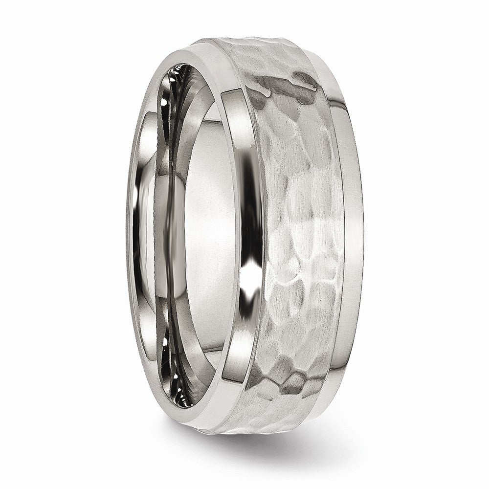 Sophia Jewelers Stainless Steel Wedding Band with Engravable Hammered Polished Finish - 8