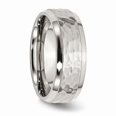 Sophia Jewelers Stainless Steel Wedding Band with Engravable Hammered Polished Finish - 8