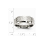 Stainless Steel Beveled Edge 8mm Hammered and Polished Band
