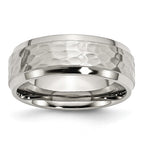 Beveled Edge Comfort-Fit Wedding Band in Stainless Steel, 8mm