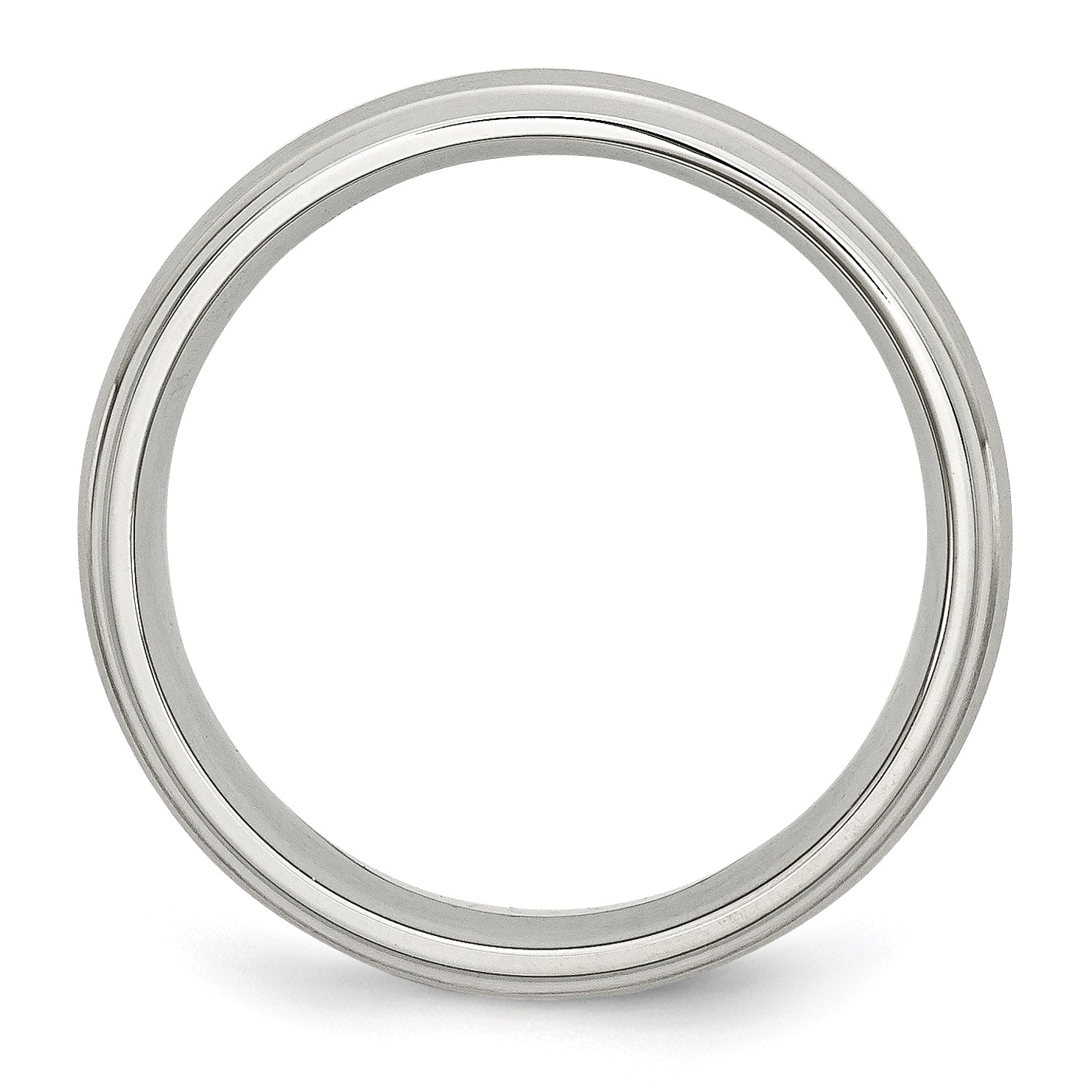 Stainless Steel Sterling Silver Inlay Ridged Edge Brushed and Polished Band Secondary image