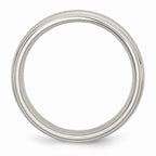 Stainless Steel Wedding Band with Sterling Silver Inlay and Ridged Edge