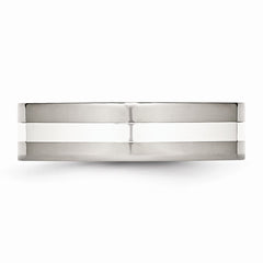 Sophia Jewelers Stainless Steel Wedding Band with Sterling Inlay - 6