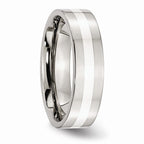 Inlay Wedding Band in Stainless Steel & Sterling Silver, 6mm