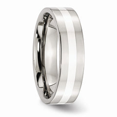 Sophia Jewelers Stainless Steel Wedding Band with Sterling Inlay - 6