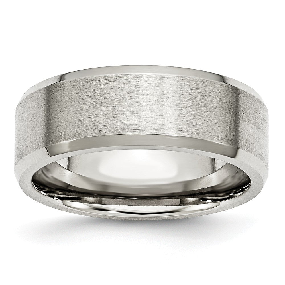 Beveled-Edge Comfort-Fit Wedding Band in Stainless Steel, 8mm