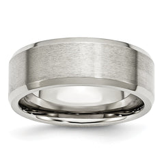 Sophia Jewelers Stainless Steel Wedding Band with Brushed & Polished Beveled Edge