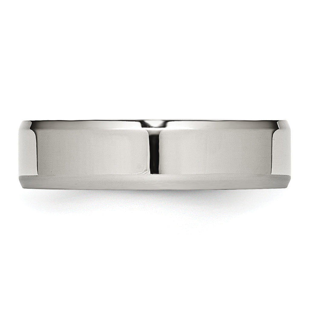 Beveled Edge Comfort-Fit Wedding Band in Stainless Steel, 6mm