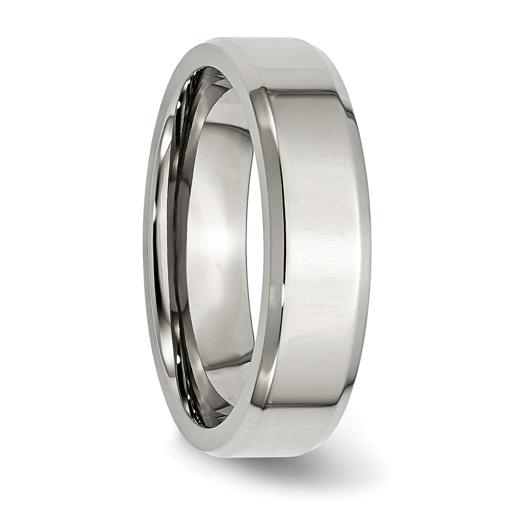 Beveled Edge Comfort-Fit Wedding Band in Stainless Steel, 6mm