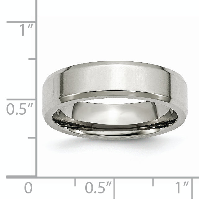 Beveled Edge Comfort-Fit Wedding Band in Stainless Steel, 6mm