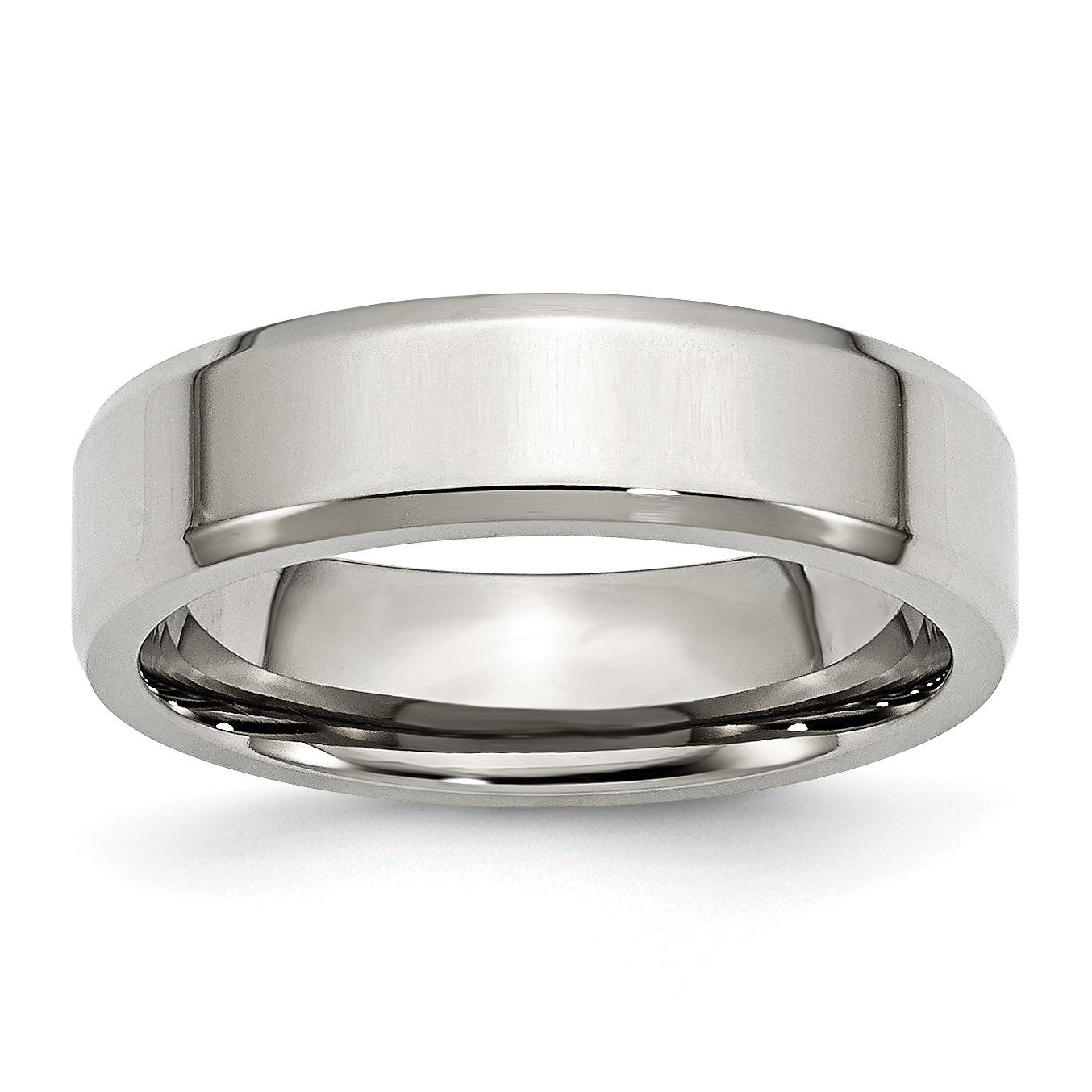 Stainless Steel Polished 6mm Beveled Edge Band Main image