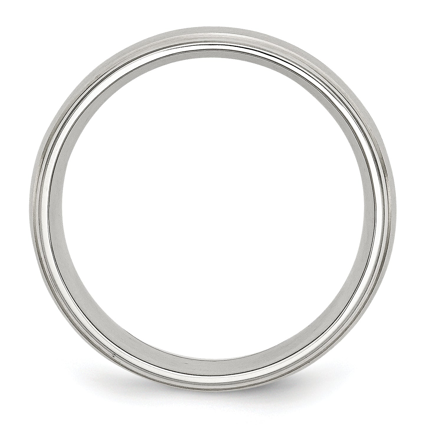 Stainless Steel Sterling Silver Inlay Brushed and Polished 8mm Ridged Edge Band Secondary image
