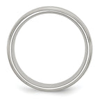 Stainless Steel Sterling Silver Inlay Brushed and Polished 8mm Ridged Edge Band