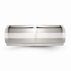 Inlay Wedding Band in Stainless Steel & Sterling Silver, 8mm