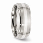 Inlay Wedding Band in Stainless Steel & Sterling Silver, 8mm