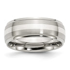 Inlay Wedding Band in Stainless Steel & Sterling Silver, 8mm