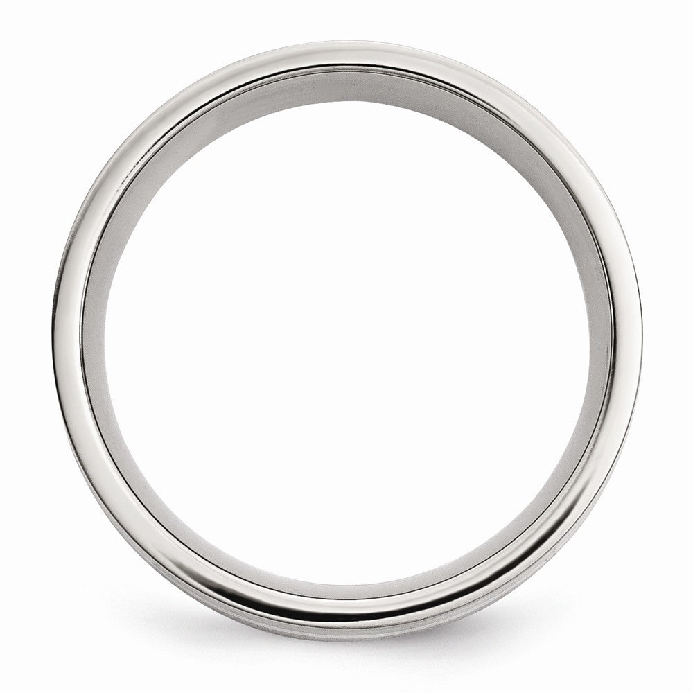 Sophia Jewelers Polished Stainless Steel Wedding Band with Sterling Silver Inlay
