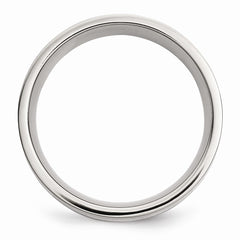 Sophia Jewelers Polished Stainless Steel Wedding Band with Sterling Silver Inlay
