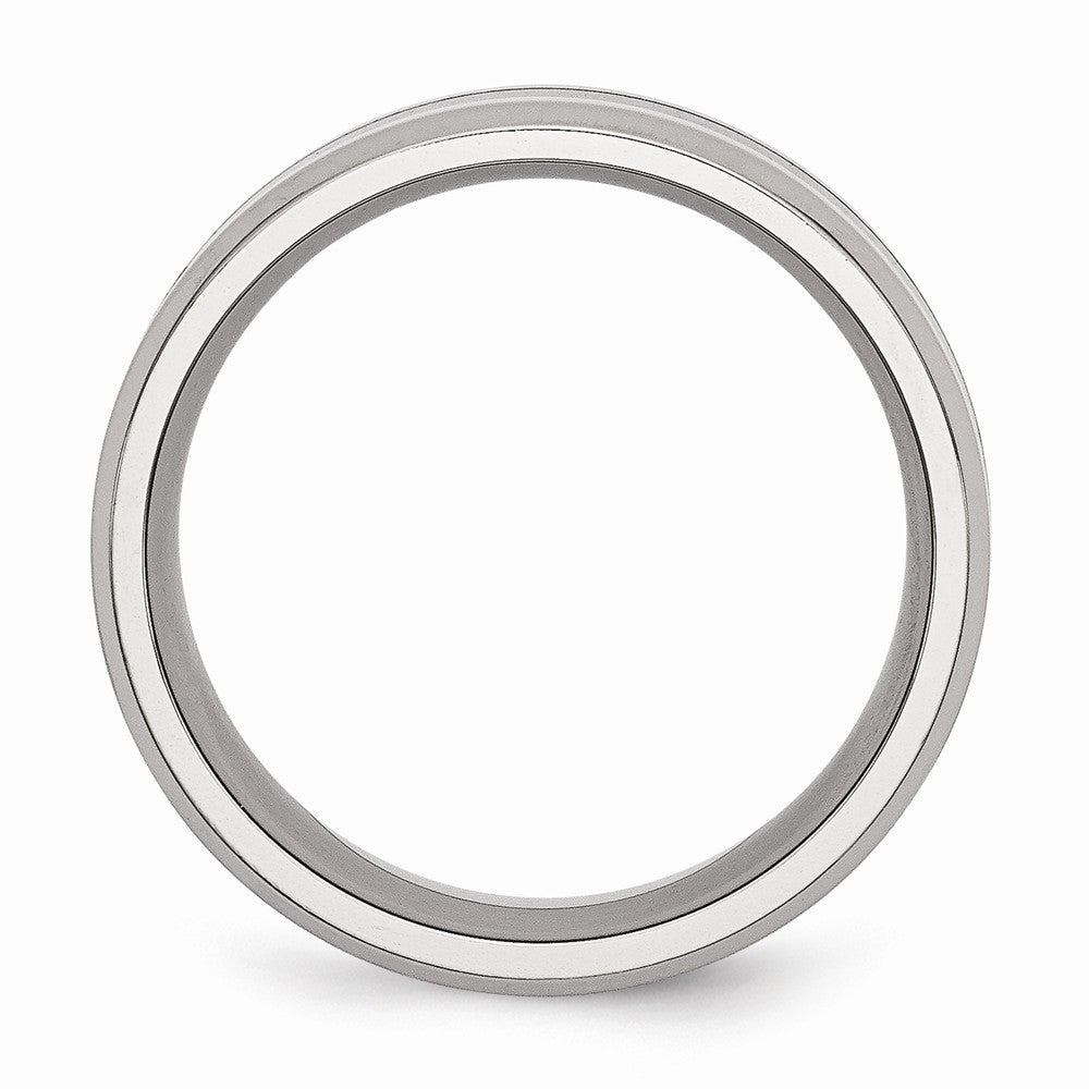 Sophia Jewelers Stainless Steel Black Enamel Wedding Band with Polished Beveled Edge