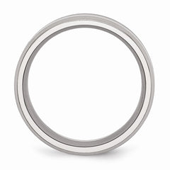 Sophia Jewelers Stainless Steel Black Enamel Wedding Band with Polished Beveled Edge