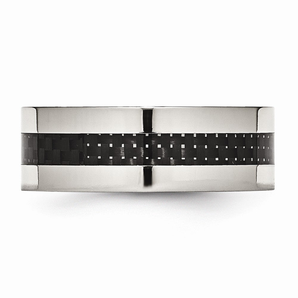 Carbon Fiber Inlay Wedding Band in Stainless Steel, 8mm