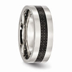 Carbon Fiber Inlay Wedding Band in Stainless Steel, 8mm