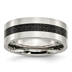 Carbon Fiber Inlay Wedding Band in Stainless Steel, 8mm