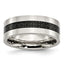 Carbon Fiber Inlay Wedding Band in Stainless Steel, 8mm