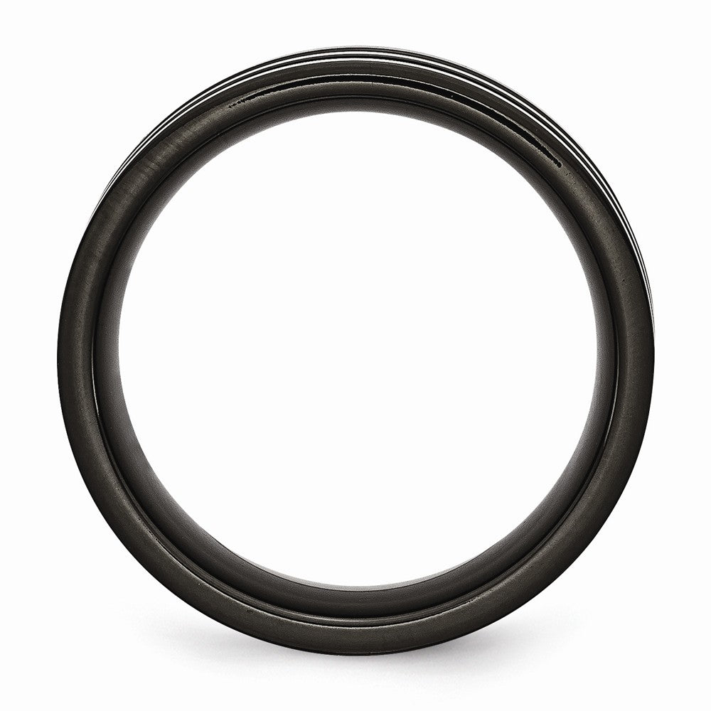 Sophia Jewelers Stainless Steel Wedding Band with Black Carbon Fiber Inlay Engravable - 8