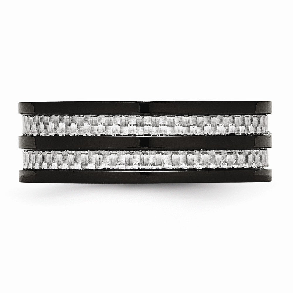 Sophia Jewelers Stainless Steel Wedding Band with Black Carbon Fiber Inlay Engravable - 8