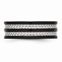 Sophia Jewelers Stainless Steel Wedding Band with Black Carbon Fiber Inlay Engravable - 8