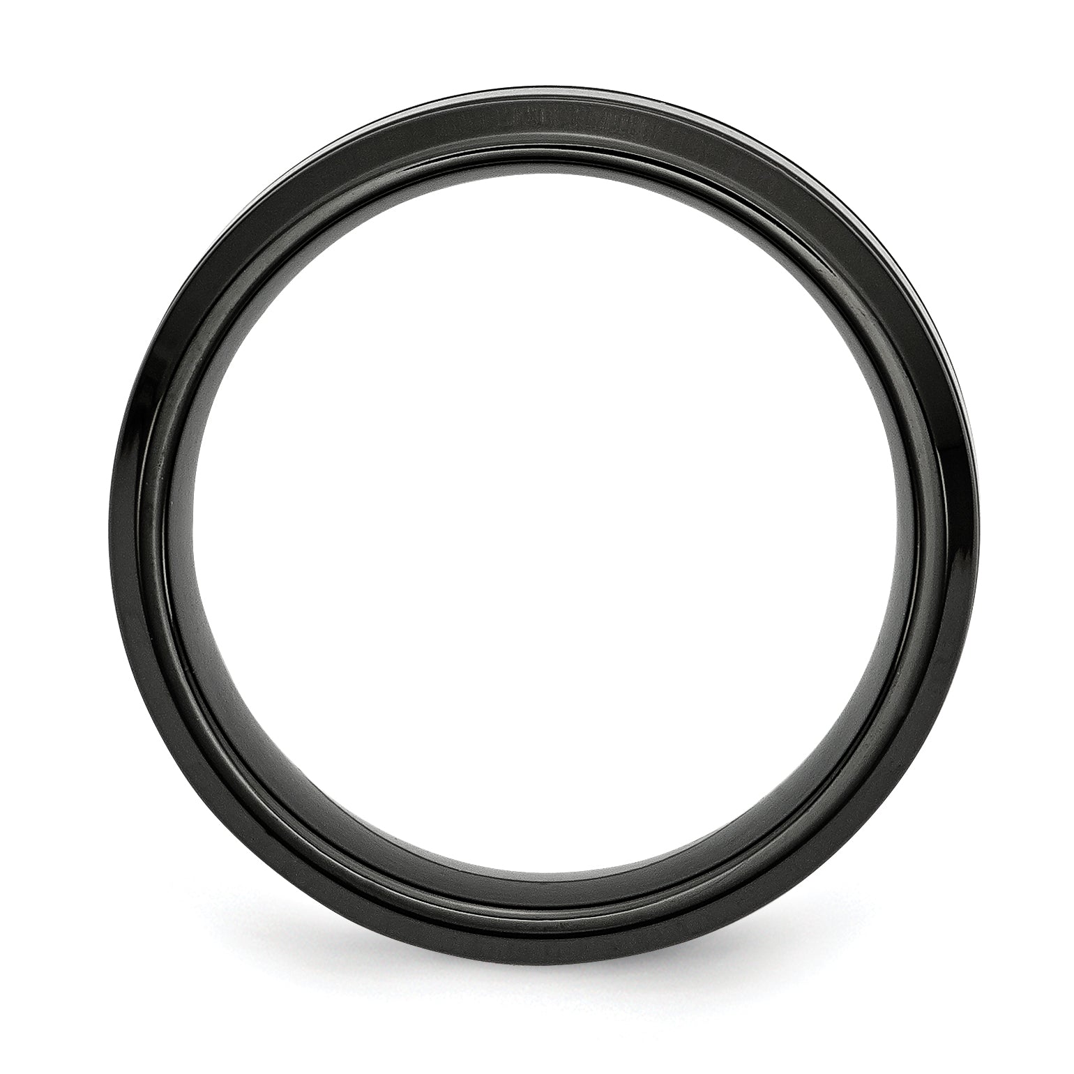 Stainless Steel Polished Black IP-plated 7mm Grooved Band Secondary image